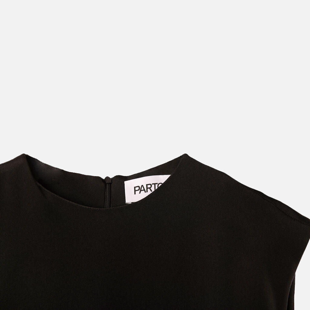 Partow Black Satin Sleeveless Dress