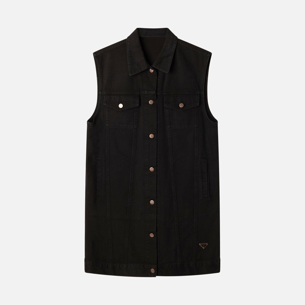 Prada Black Denim Button-Front Dress
