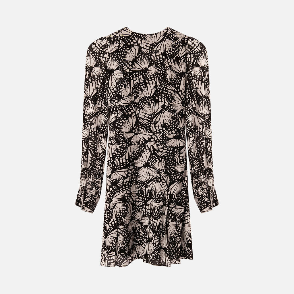 The Kooples Black & White Viscose Mini Wrap Dress