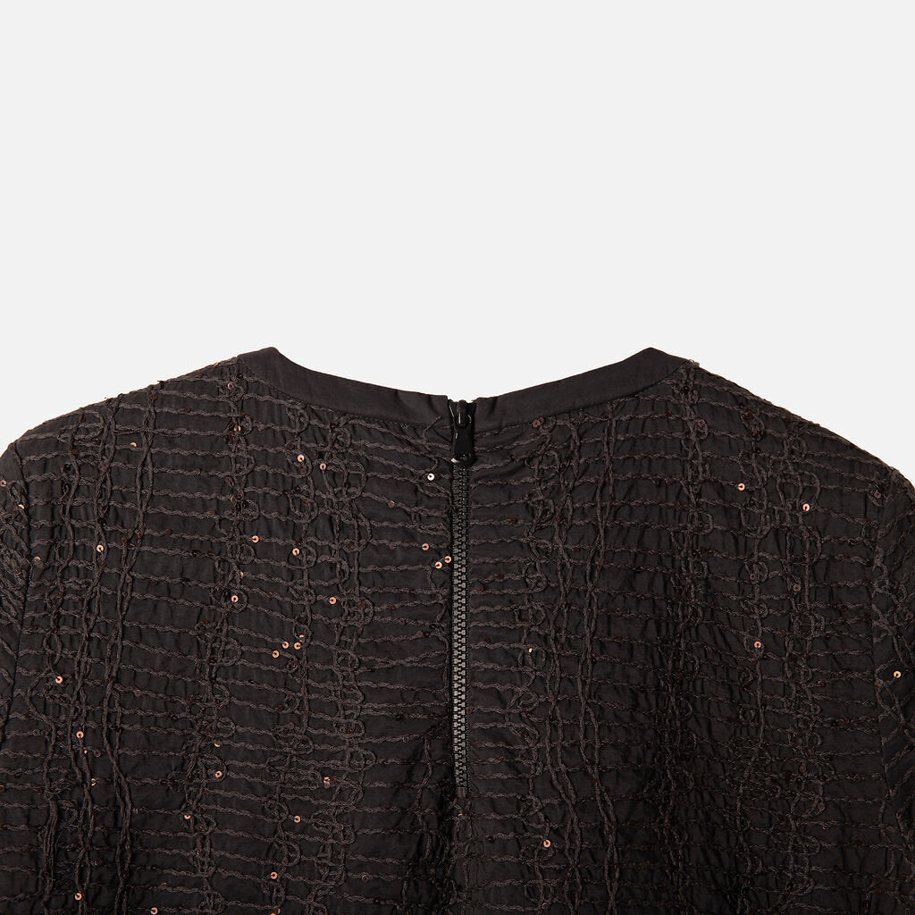 Brunello Charcoal Grey Cotton Embellished Dress