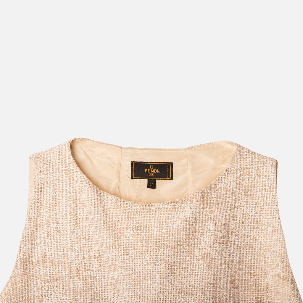 Fendi Cotton Wool Blend Burlap Dress (1990's)