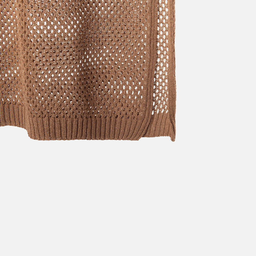 D. Exterior Bronze Cotton Blend Crewneck Dress