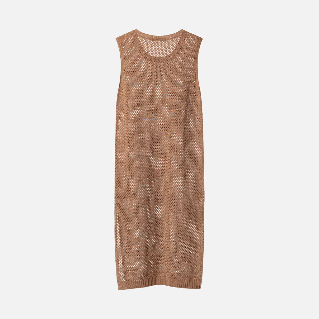 D. Exterior Bronze Cotton Blend Crewneck Dress