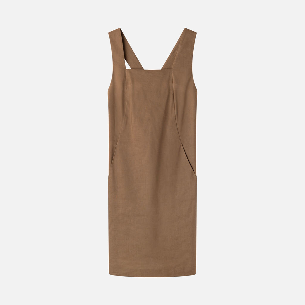 Theory Brown Wool & Linen Tank Mini Dress
