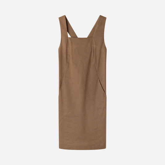 Theory Brown Wool & Linen Tank Mini Dress