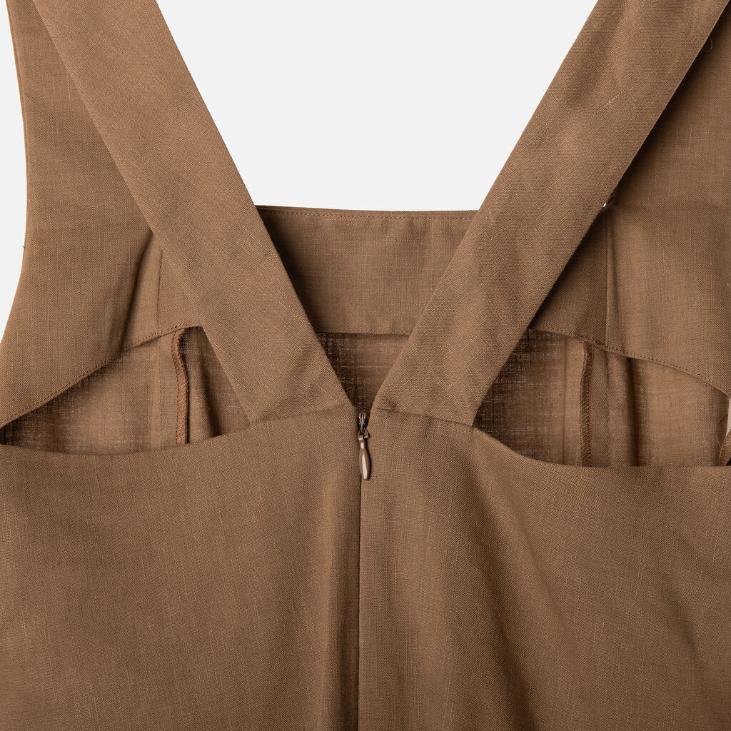 Theory Brown Wool & Linen Tank Mini Dress