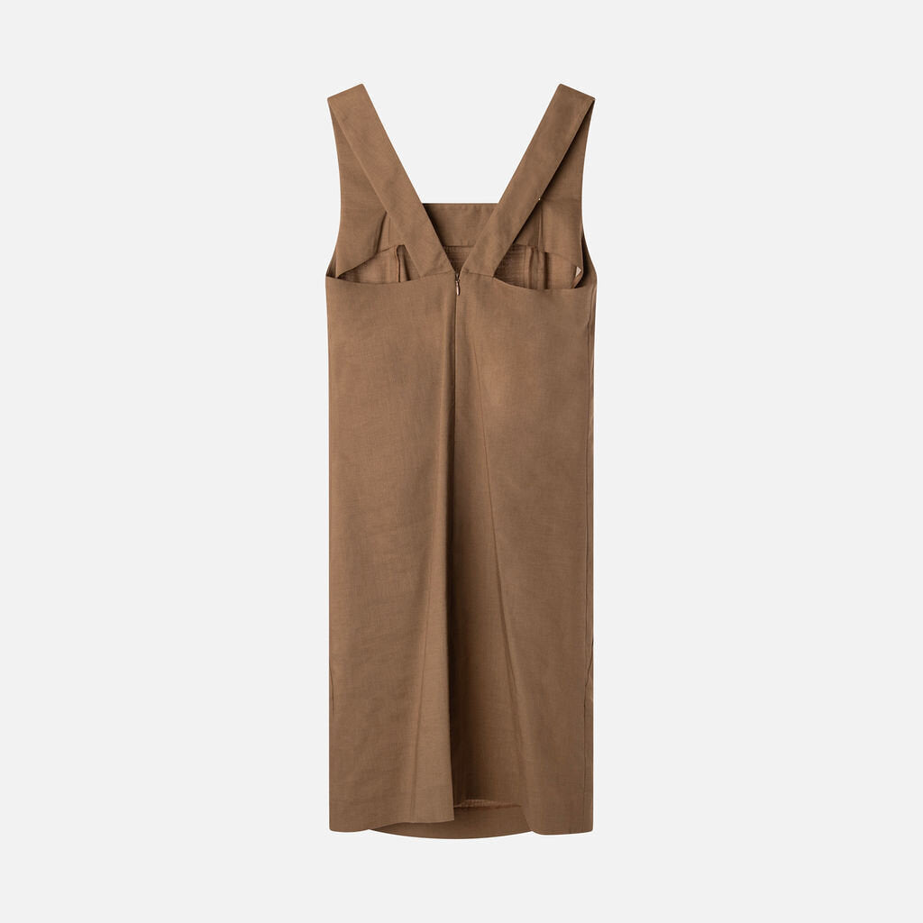 Theory Brown Wool & Linen Tank Mini Dress