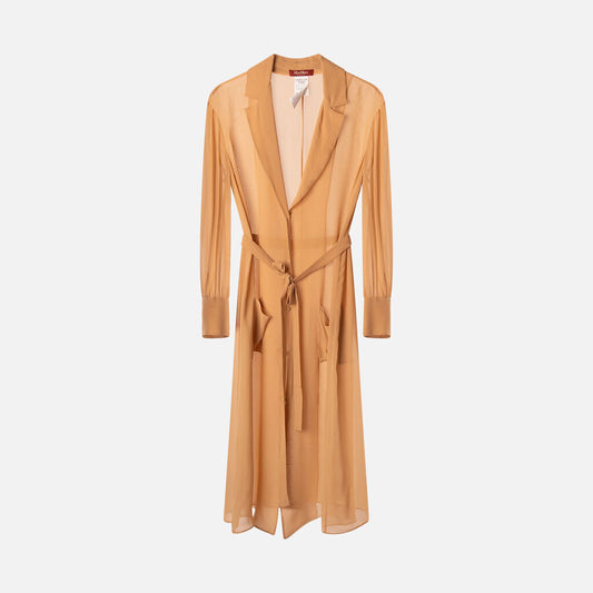 Max Mara Brown Silk Sheer Long Jacket