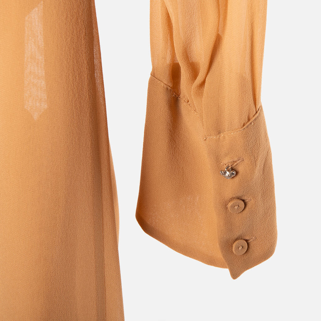 Max Mara Brown Silk Sheer Long Jacket