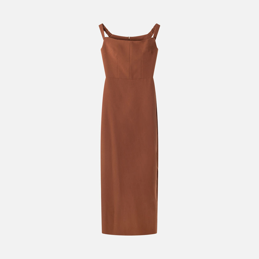 Brown Poly Blend Off-the-Shoulder Midi Dress (NWT Retail: $1400)