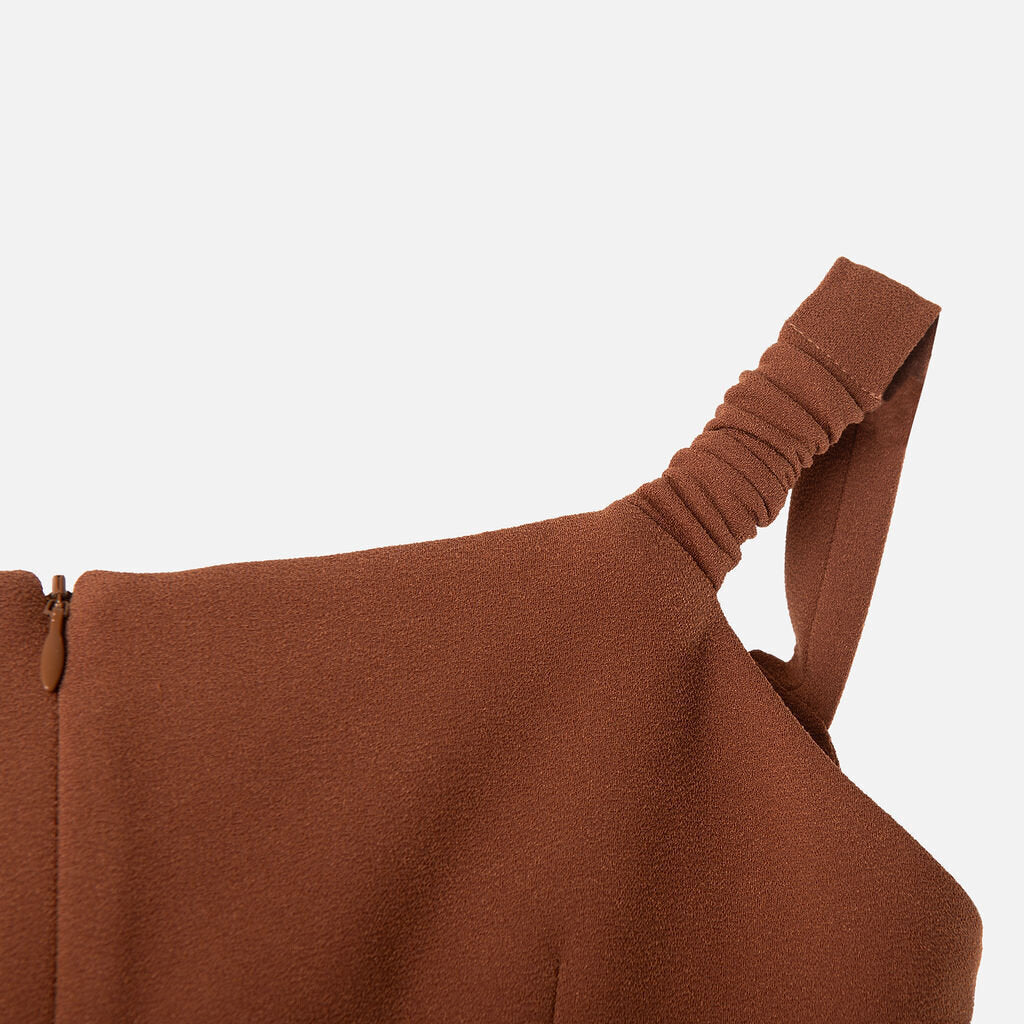 Brown Poly Blend Off-the-Shoulder Midi Dress (NWT Retail: $1400)