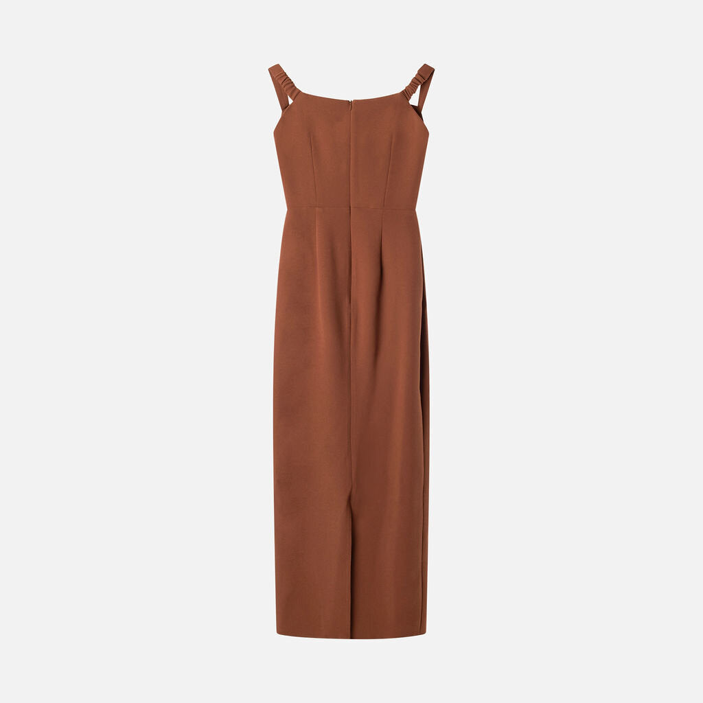 Brown Poly Blend Off-the-Shoulder Midi Dress (NWT Retail: $1400)