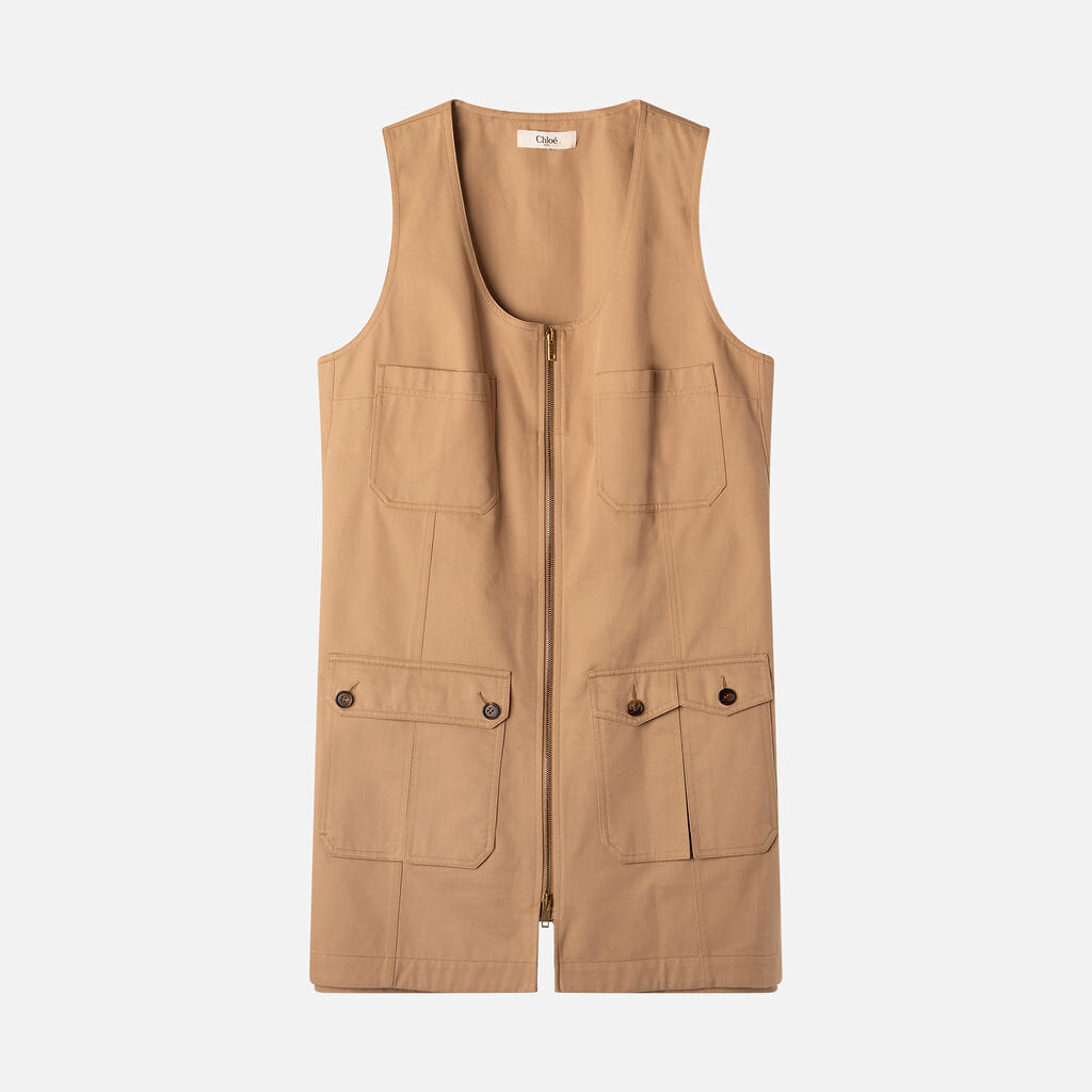 Chloe Khaki Cotton Canvas Zip-Front Dress (2014)