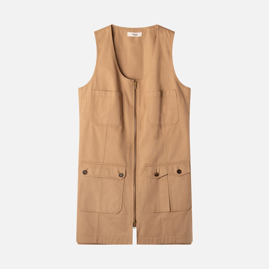 Chloe Khaki Cotton Canvas Zip-Front Dress (2014)