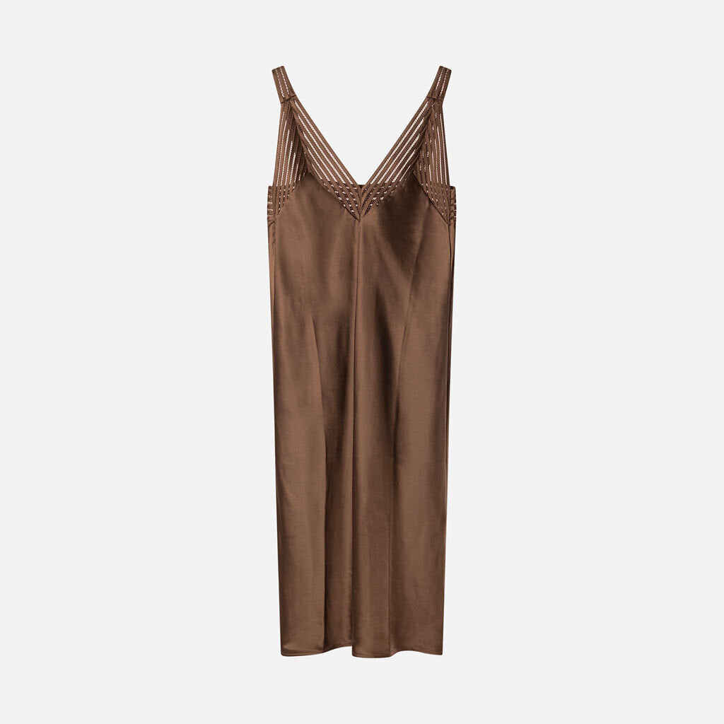 Cos Brown Poly Satin Dress