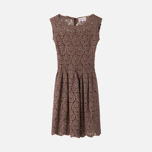 Luisa Beccaria Purple Acrylic Lace Dress