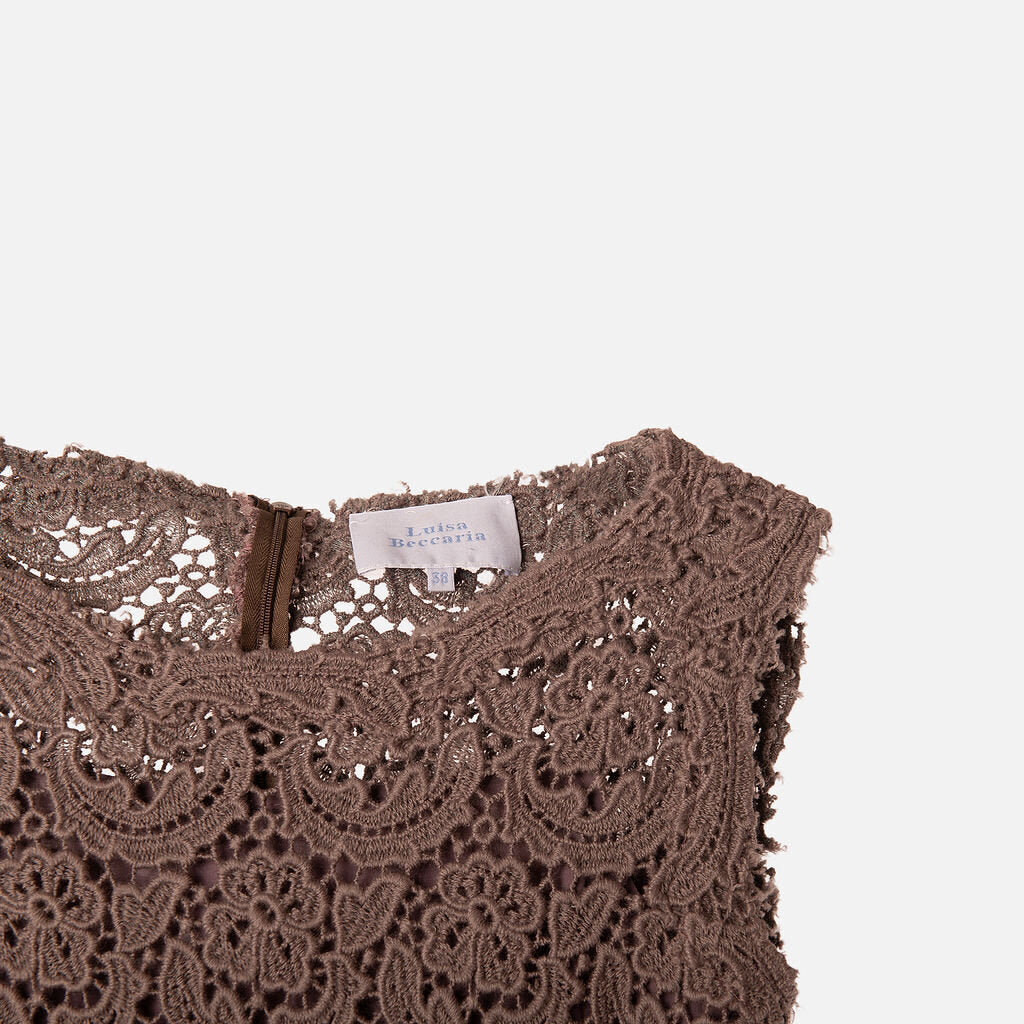 Luisa Beccaria Purple Acrylic Lace Dress