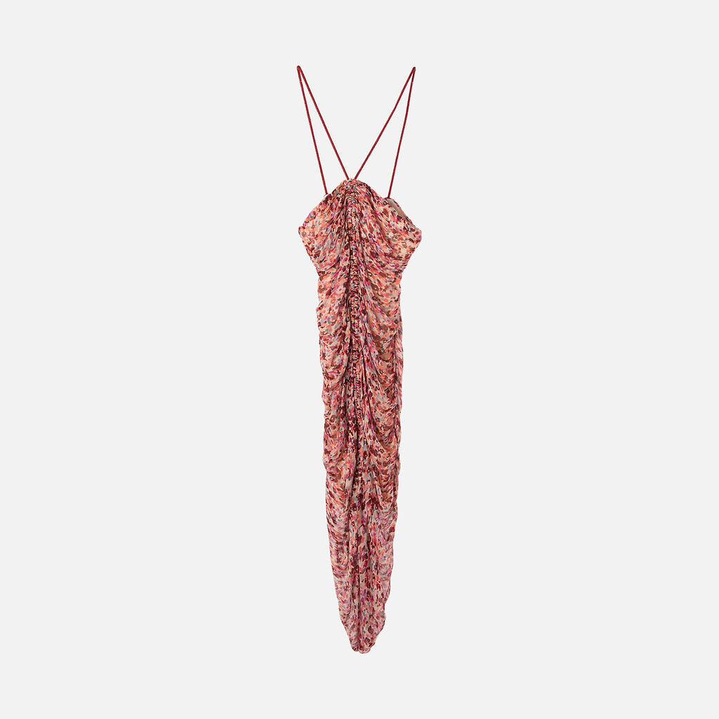Isabel Marant Etoile Pink Print Viscose Ruch Dress