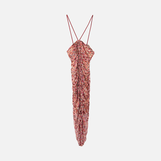 Isabel Marant Etoile Pink Print Viscose Ruch Dress