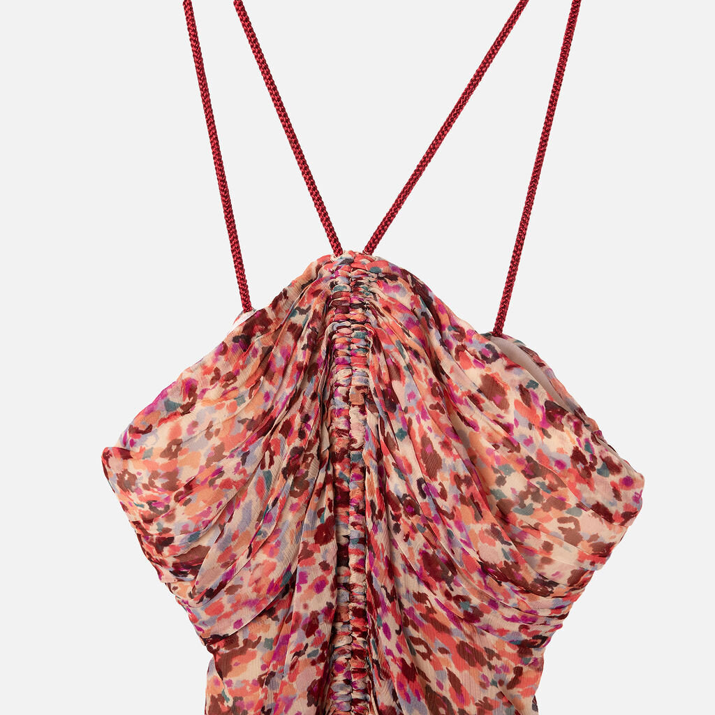 Isabel Marant Etoile Pink Print Viscose Ruch Dress