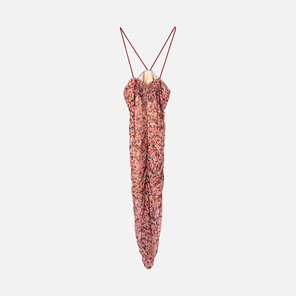 Isabel Marant Etoile Pink Print Viscose Ruch Dress