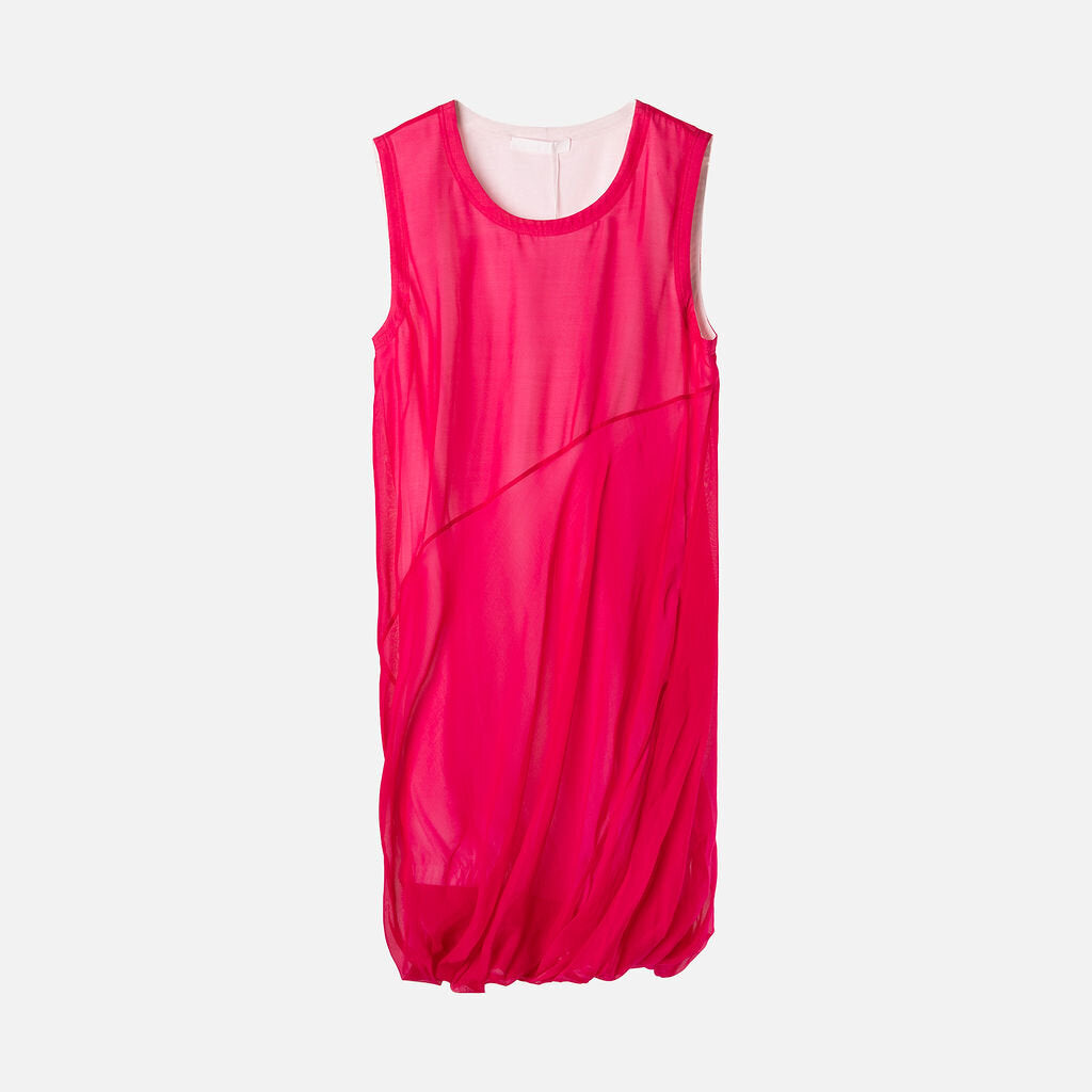 Helmut Lang Pink Silk & Cotton Bubble Midi Dress