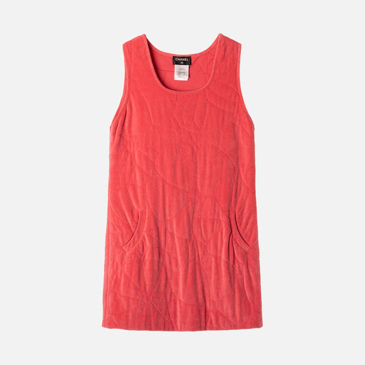 Chanel Pink Cotton Terry Camellia Flower Pattern Dress