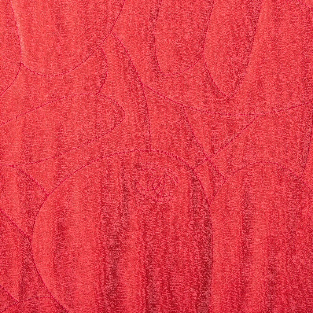Chanel Pink Cotton Terry Camellia Flower Pattern Dress
