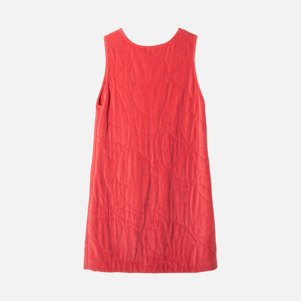 Chanel Pink Cotton Terry Camellia Flower Pattern Dress