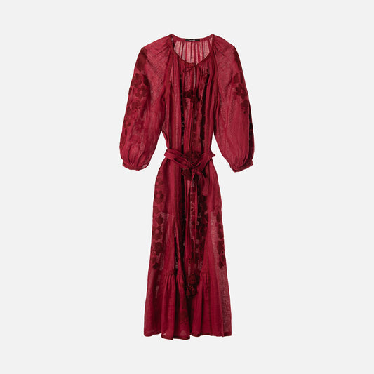 Vita Kin Red Linen Embroidered Dress