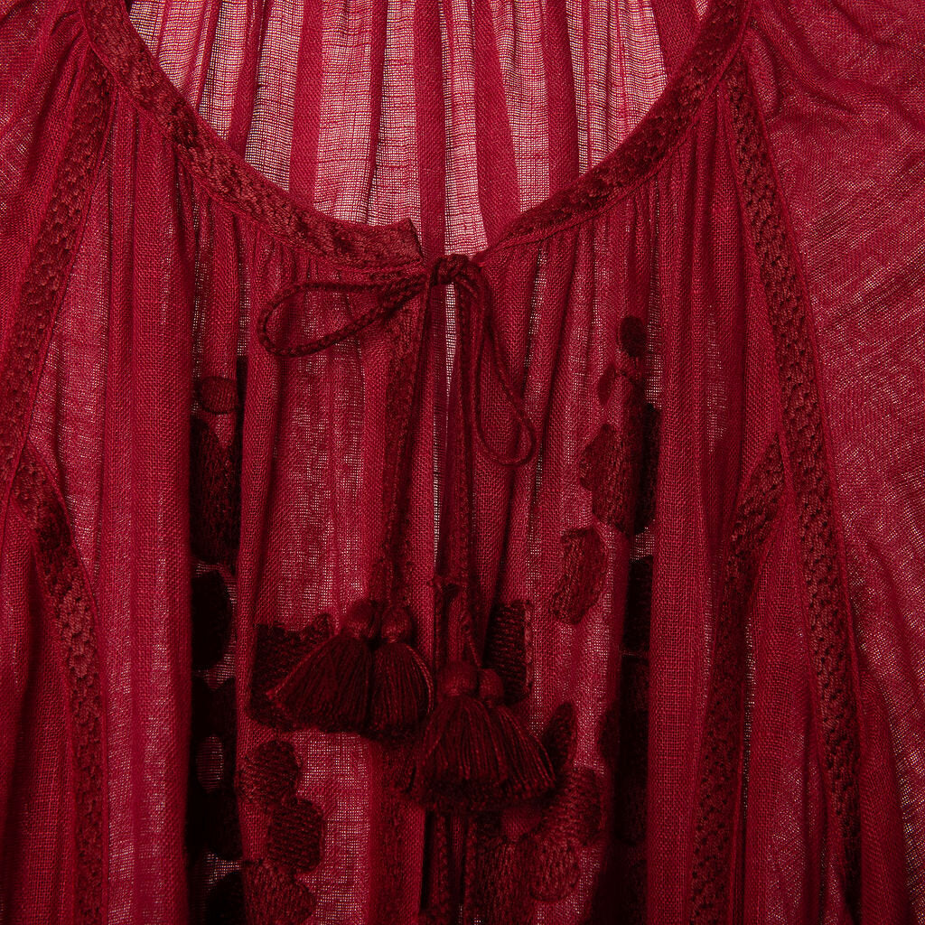 Vita Kin Red Linen Embroidered Dress