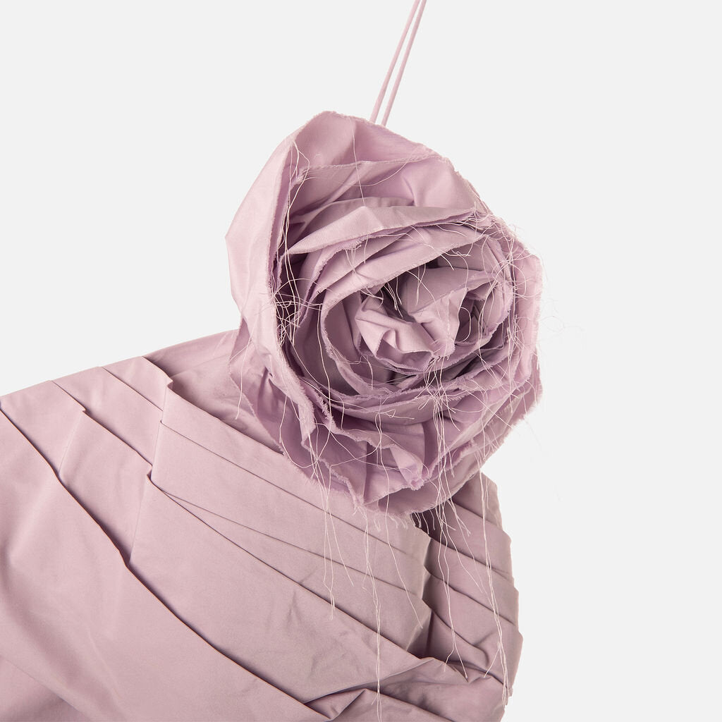 LoveShackFancy Light Purple Poly Ruched Mini Dress