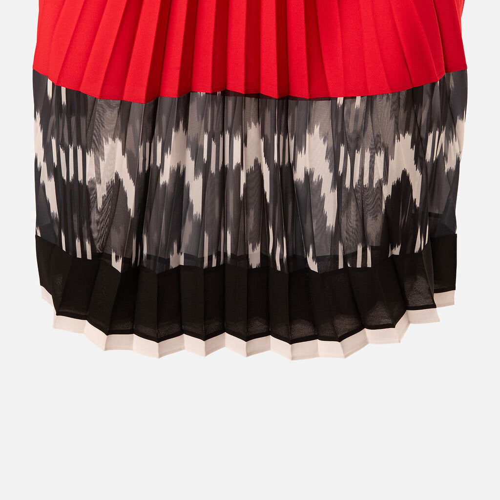 Altuzarra Red & Black Silk Pleated Mini Dress