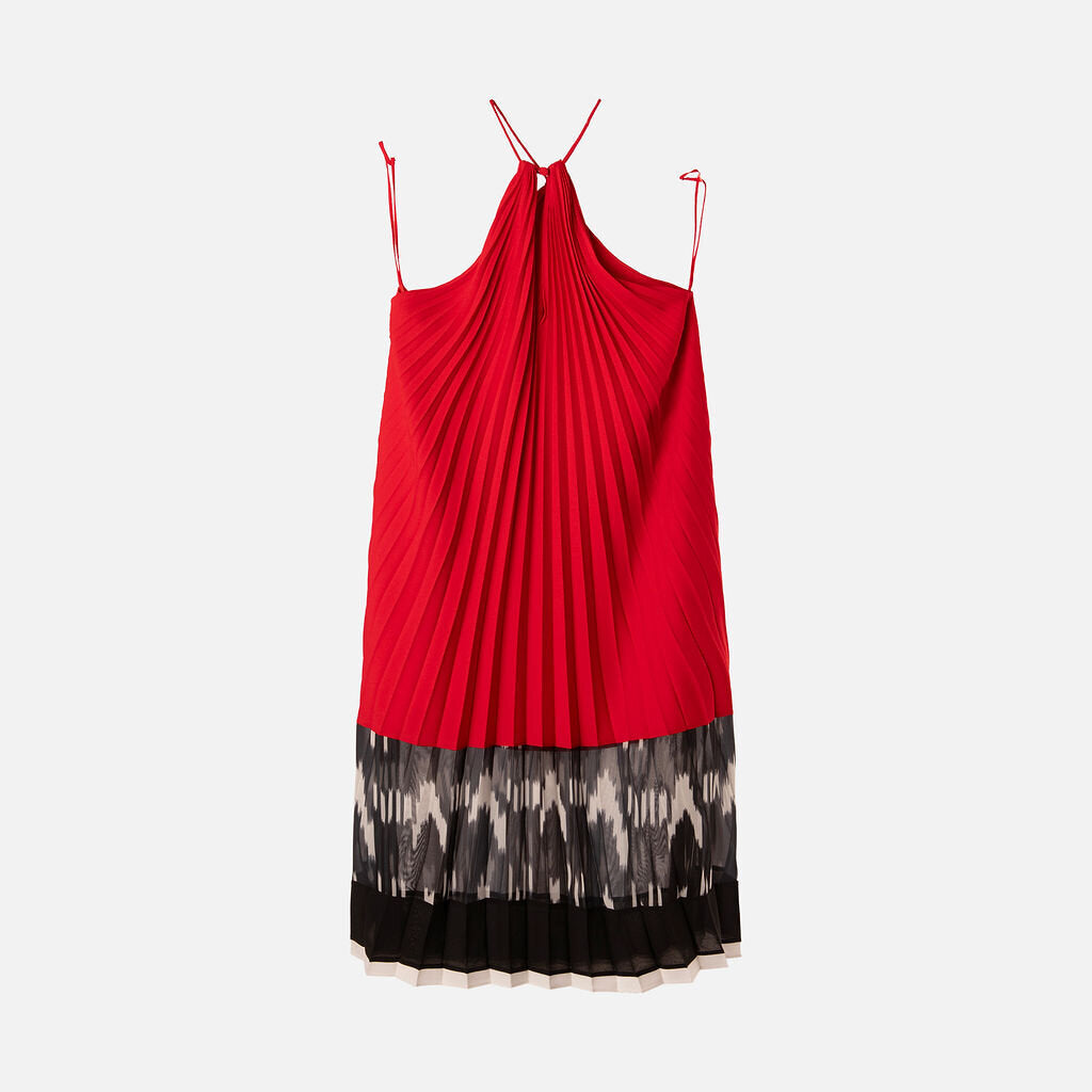 Altuzarra Red & Black Silk Pleated Mini Dress