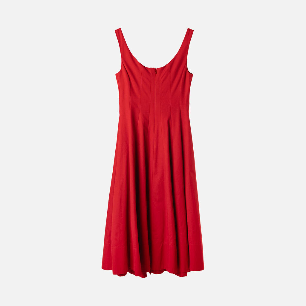 Staud Red Cotton & Poly A-Line Dress