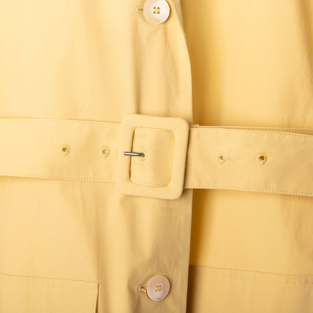 Antonelli Yellow Cotton Belted Collared Dress
