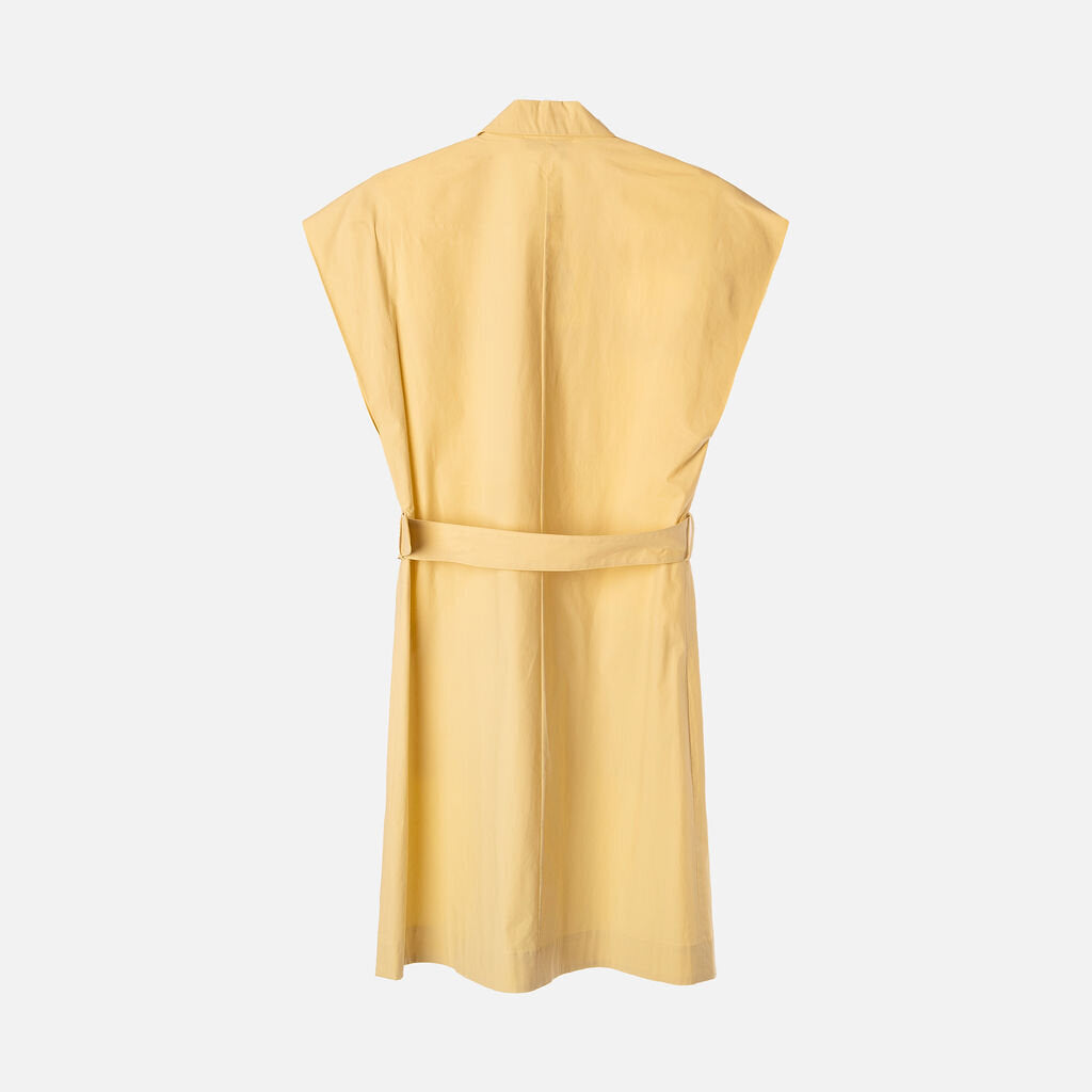 Antonelli Yellow Cotton Belted Collared Dress