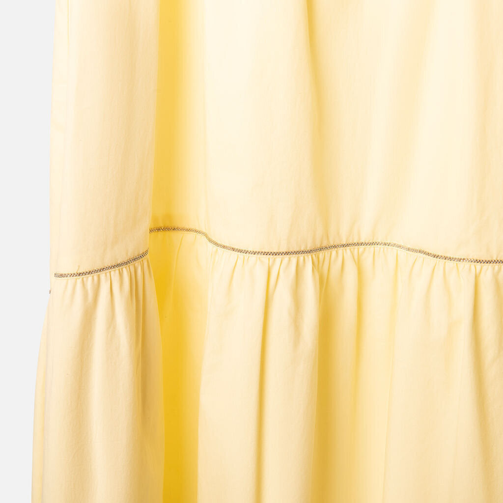 Peserico Yellow Cotton Tiered Midi Dress