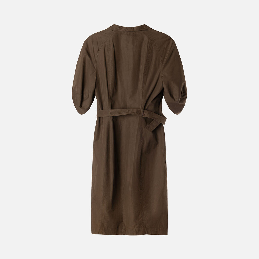 Akris Green Ruched Sleeve Midi Dress