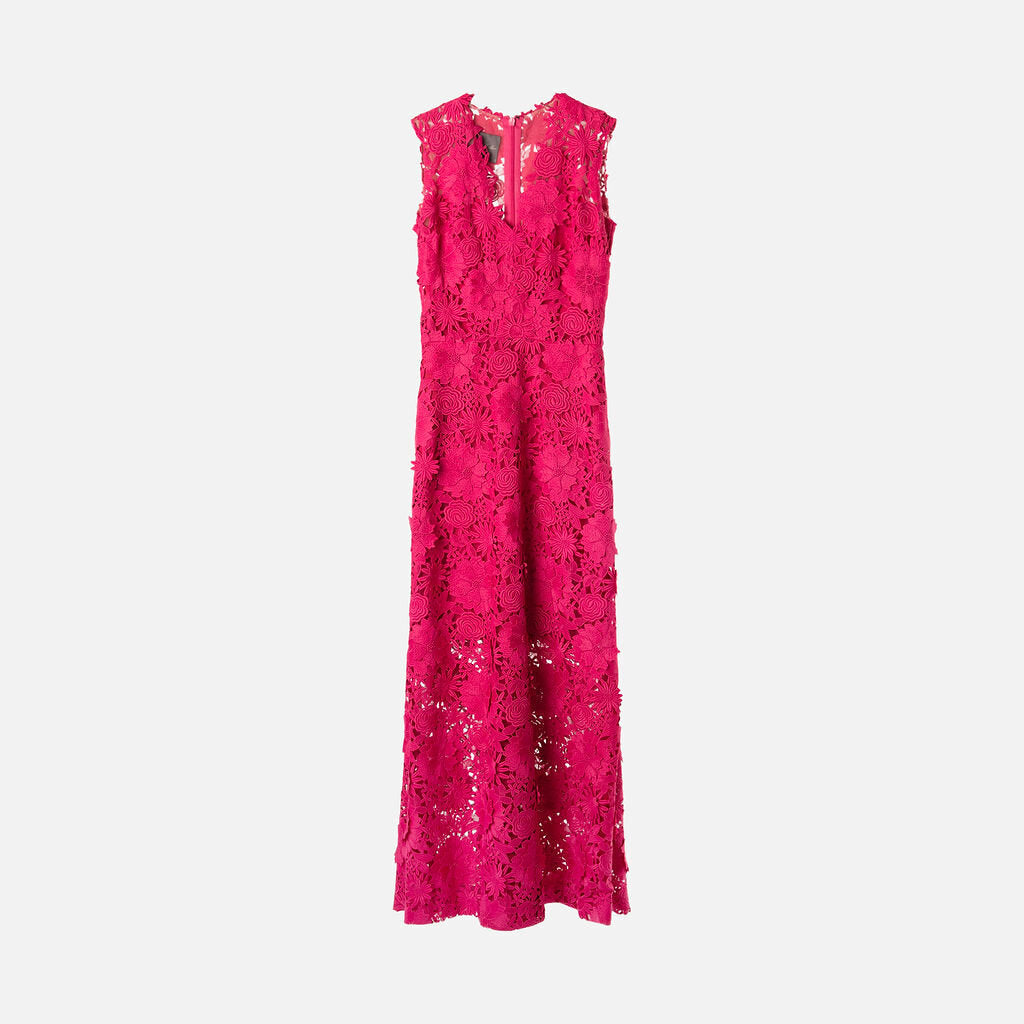 Monique Lhuillier Pink Floral Lace Gown