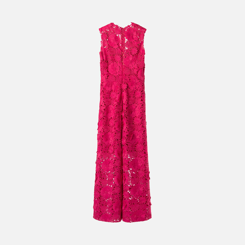 Monique Lhuillier Pink Floral Lace Gown