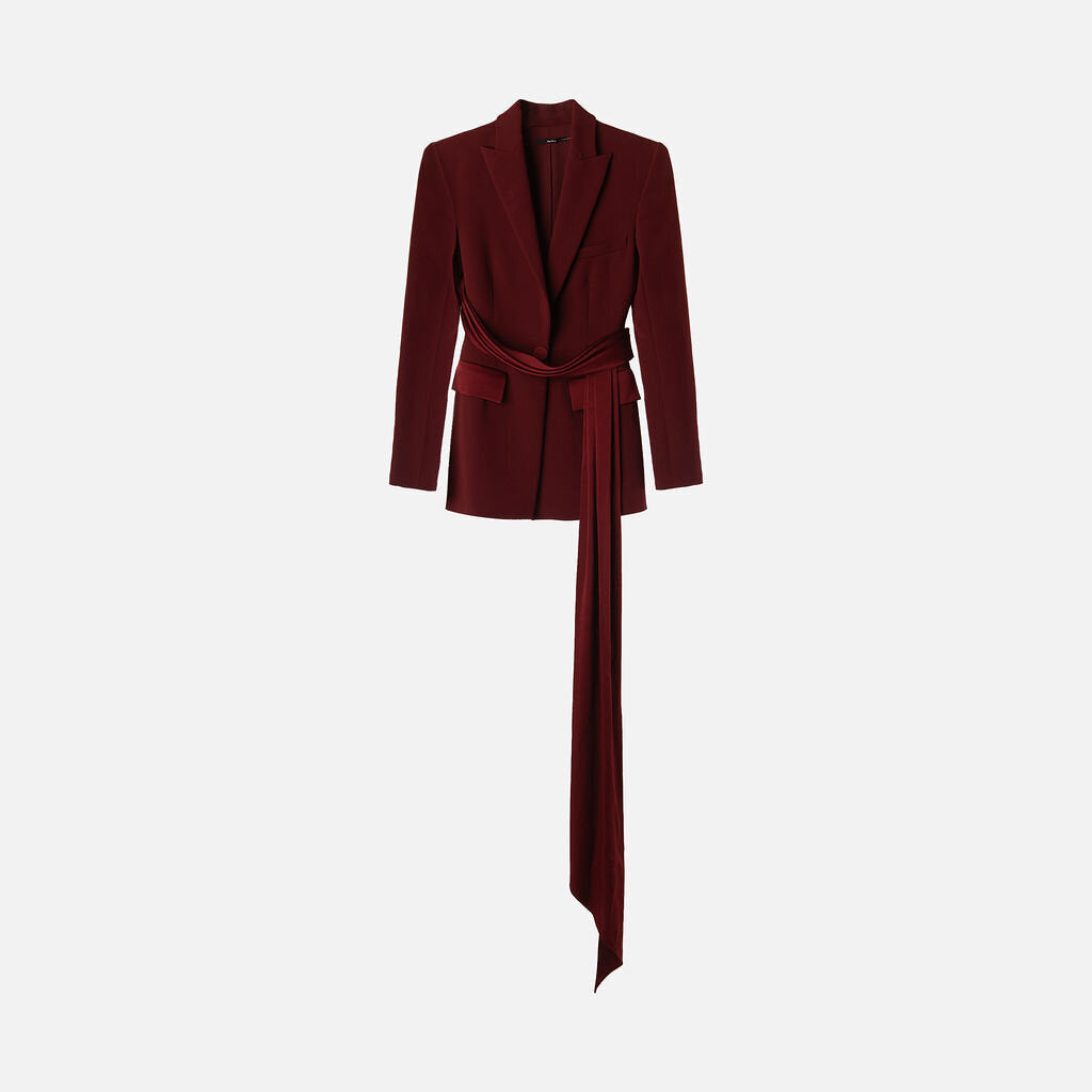 Alex Perry Burgundy Draped Blazer & Pant Set