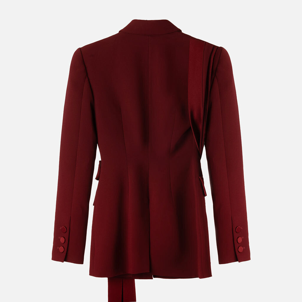 Alex Perry Burgundy Draped Blazer & Pant Set