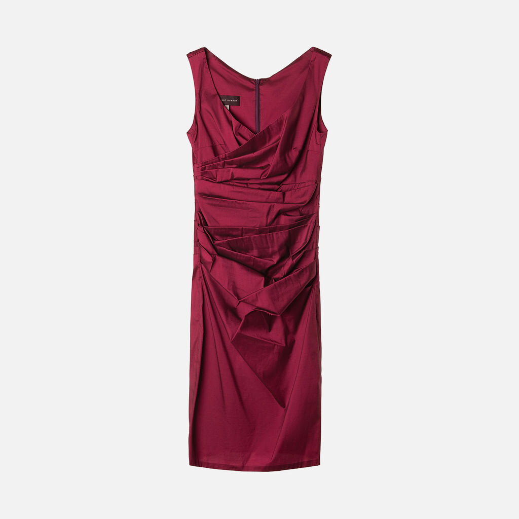 Talbot Runhof Red Silk Blend Ruched Midi Dress & Scarf