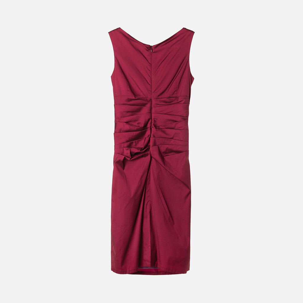 Talbot Runhof Red Silk Blend Ruched Midi Dress & Scarf