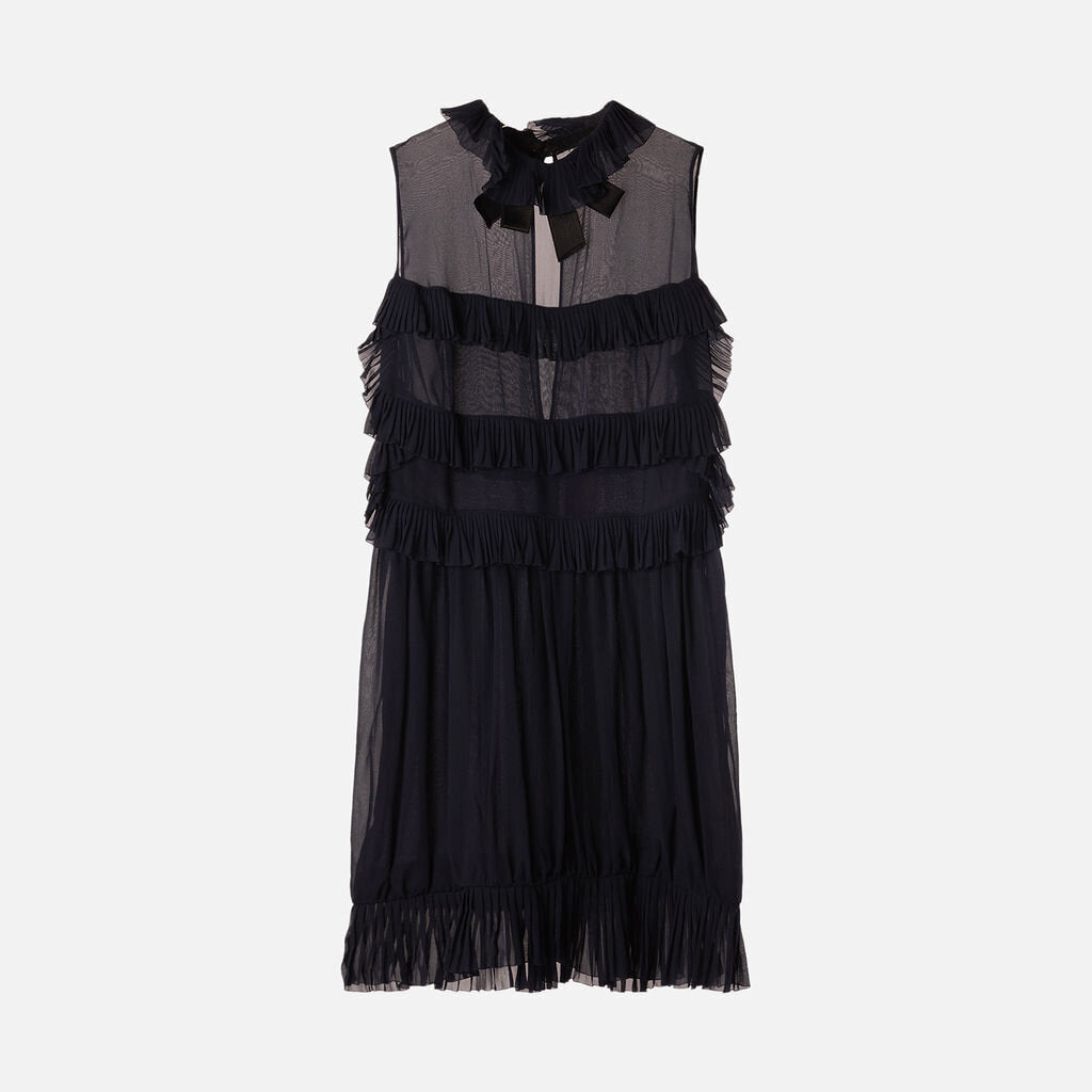 Chanel Boutique Vintage Navy Ruffle Mini Dress