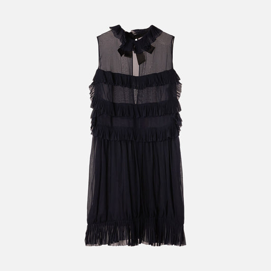 Chanel Boutique Vintage Navy Ruffle Mini Dress