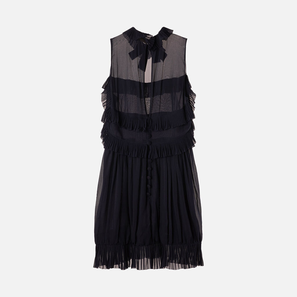 Chanel Boutique Vintage Navy Ruffle Mini Dress
