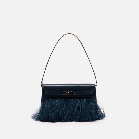 Hermes Elan Chevre Navy With Ostrich Feathers (2025)