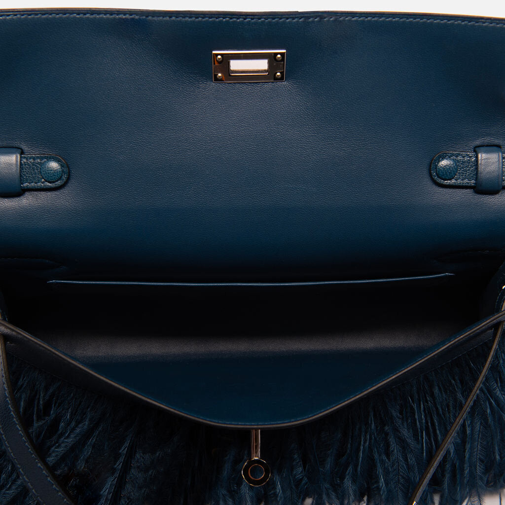 Hermes Elan Chevre Navy With Ostrich Feathers (2025)